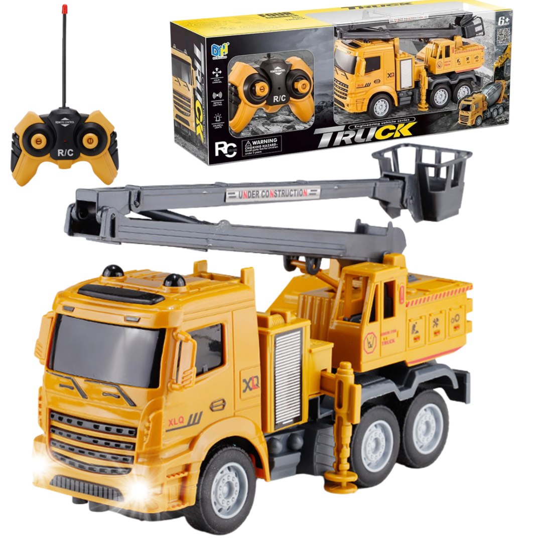 Duża Ciężarówka Zdalnie Sterowana Pilotem Z Kabiną Drabiną I Koszem Światło