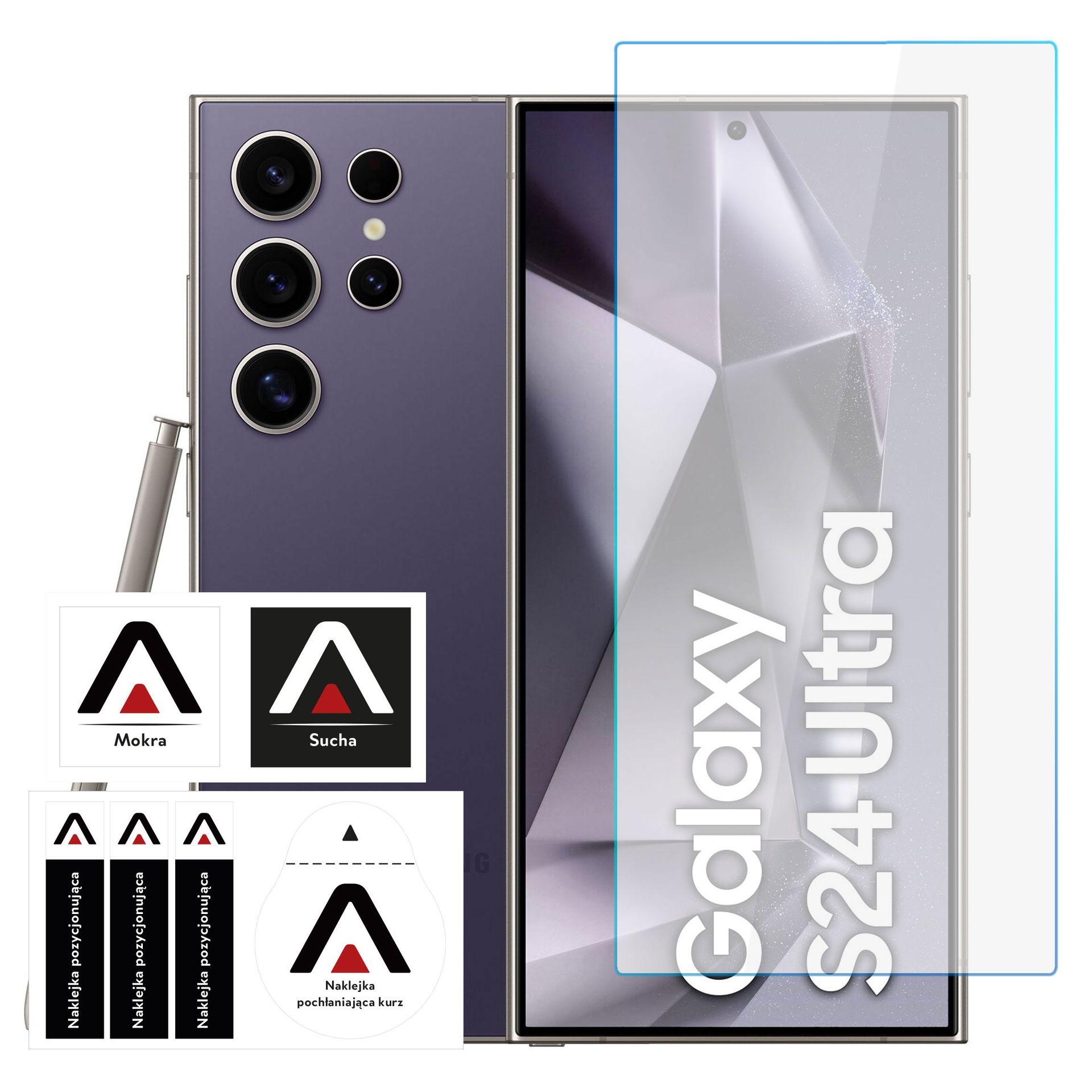 Etui do Samsung Galaxy S24 Ultra obudowa plecki futerał Hybrid Clear Case Alogy Przezroczyste + Szkło