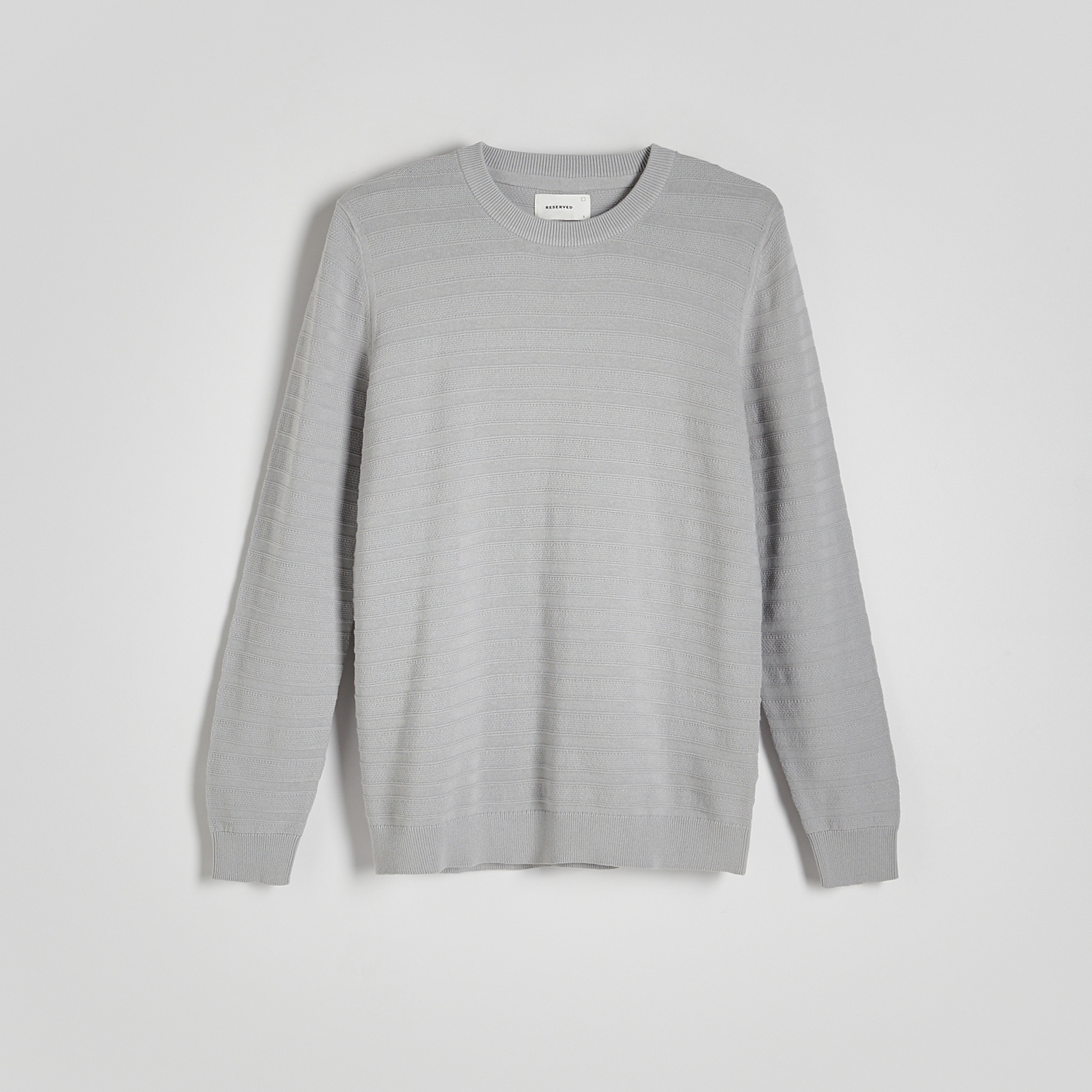 Reserved - Bawełniany sweter w paski - Jasny szary