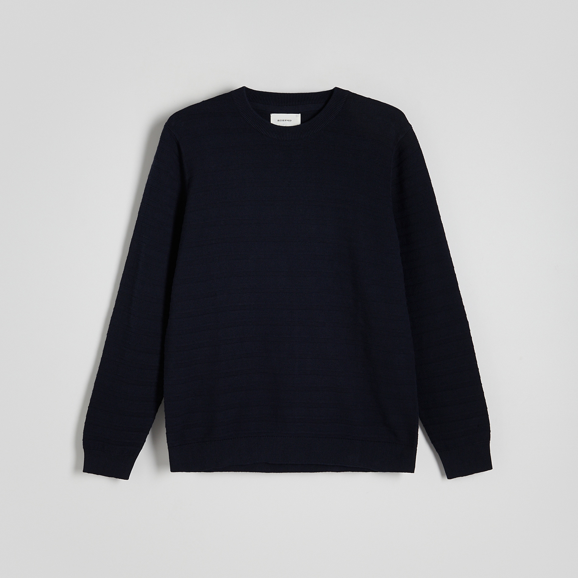 Reserved - Bawełniany sweter w paski - Granatowy