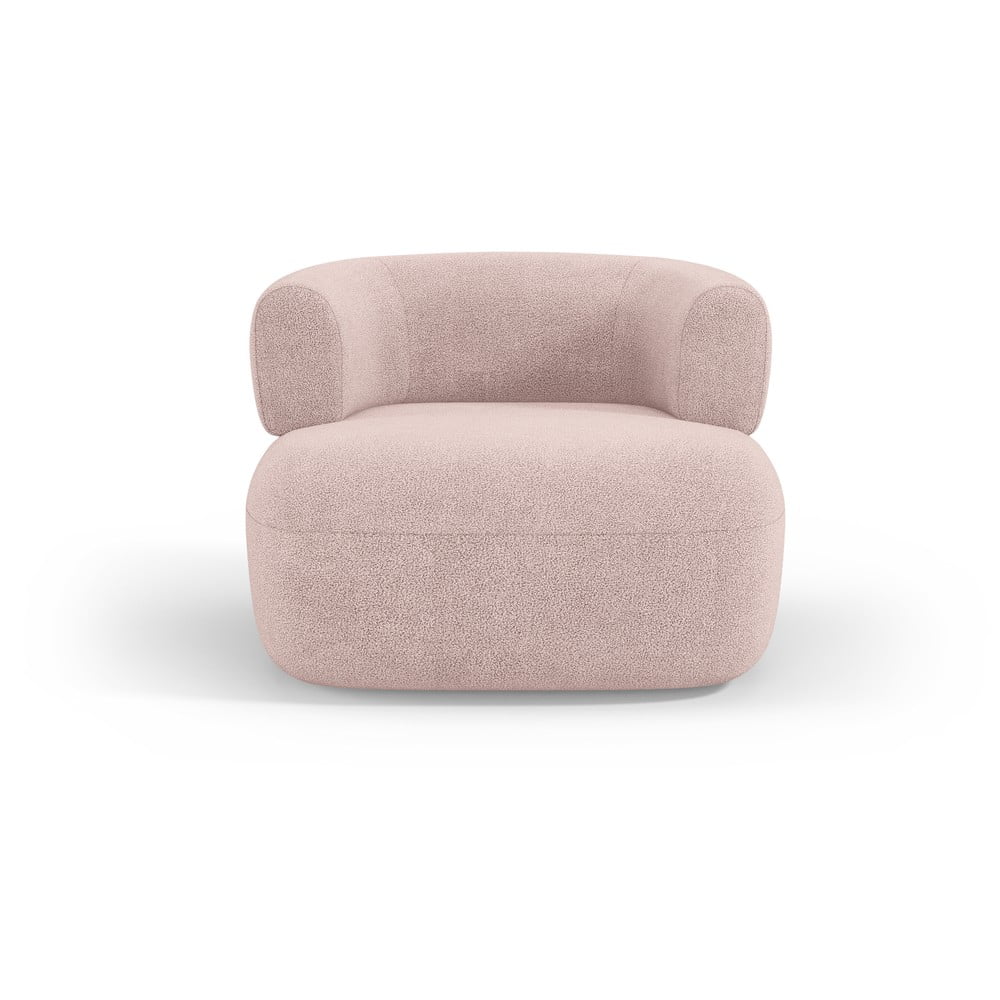 Jasnoróżowy fotel z materiału bouclé Jenny – Micadoni Home