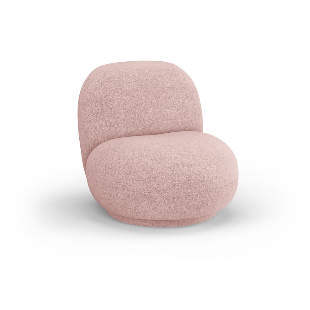 Jasnoróżowy fotel z materiału bouclé Chuck – Micadoni Home