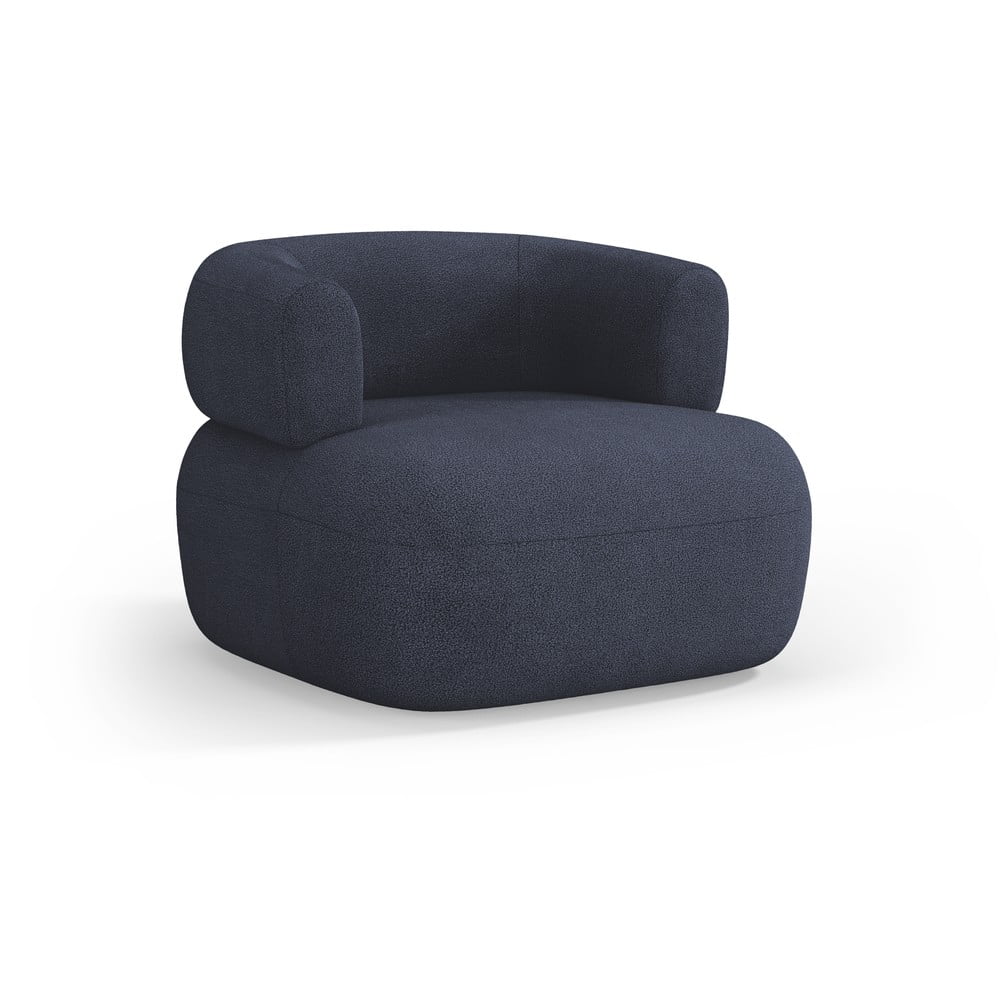 Ciemnoniebieski fotel z materiału bouclé Jenny – Micadoni Home