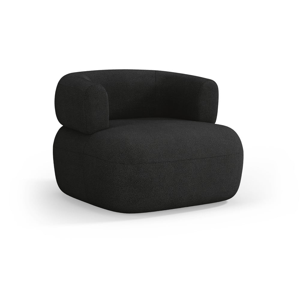 Czarny fotel z materiału bouclé Jenny – Micadoni Home