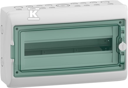 Rozdzielnica natynkowa Mureva (dawna Kaedra) IP65 MRV-1-18-NT-T drzwi transparentne 1 rząd 18 modułów/rząd