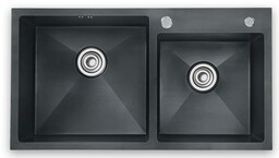 Zlewozmywak stalowy dwukomorowy STEEL 7843 CZARNY