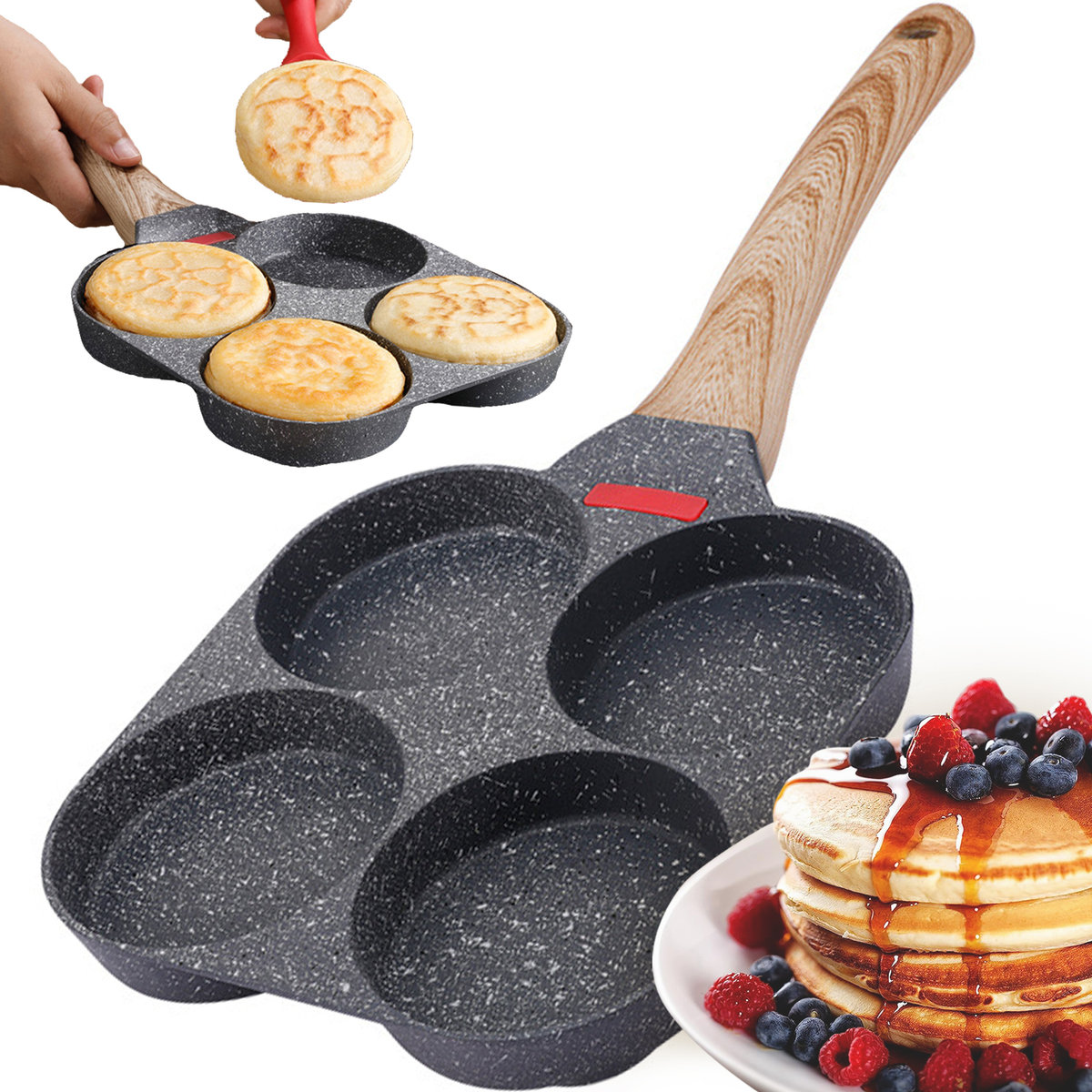 PATELNIA do smażenia JAJEK Pancakes Naleśników Omletów Racuchów Placki 24cm FP-4P-BLACK