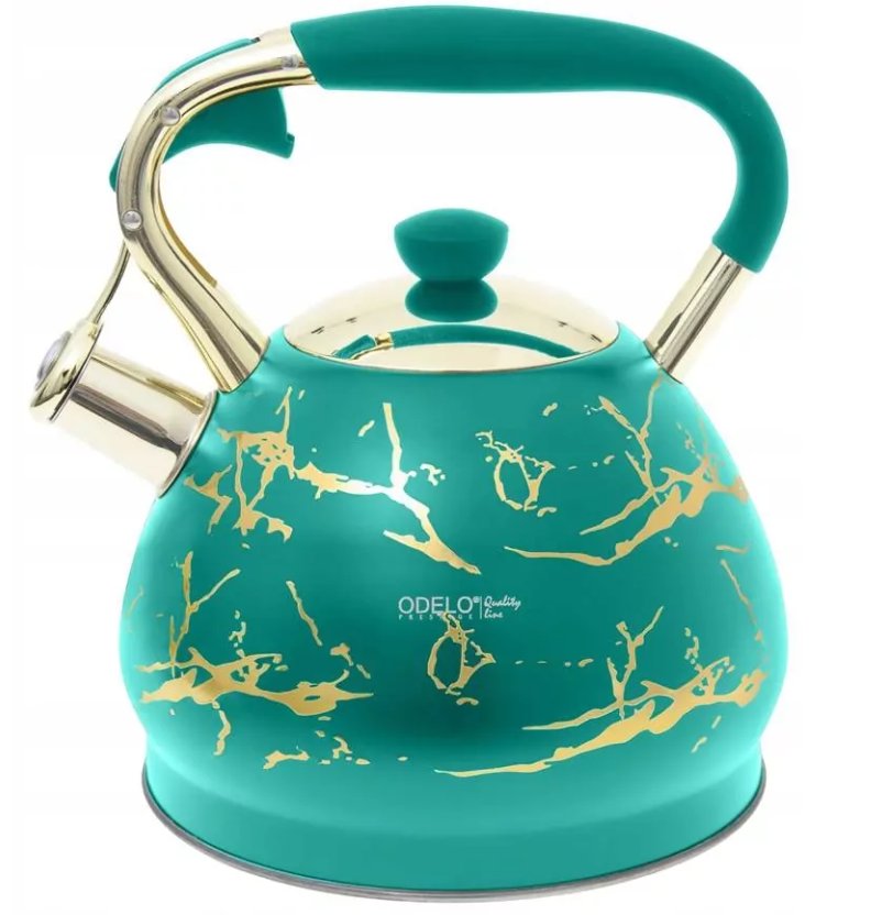 Czajnik Z Gwizdkiem Zielony Złoty Indukcja Gaz 3,0L