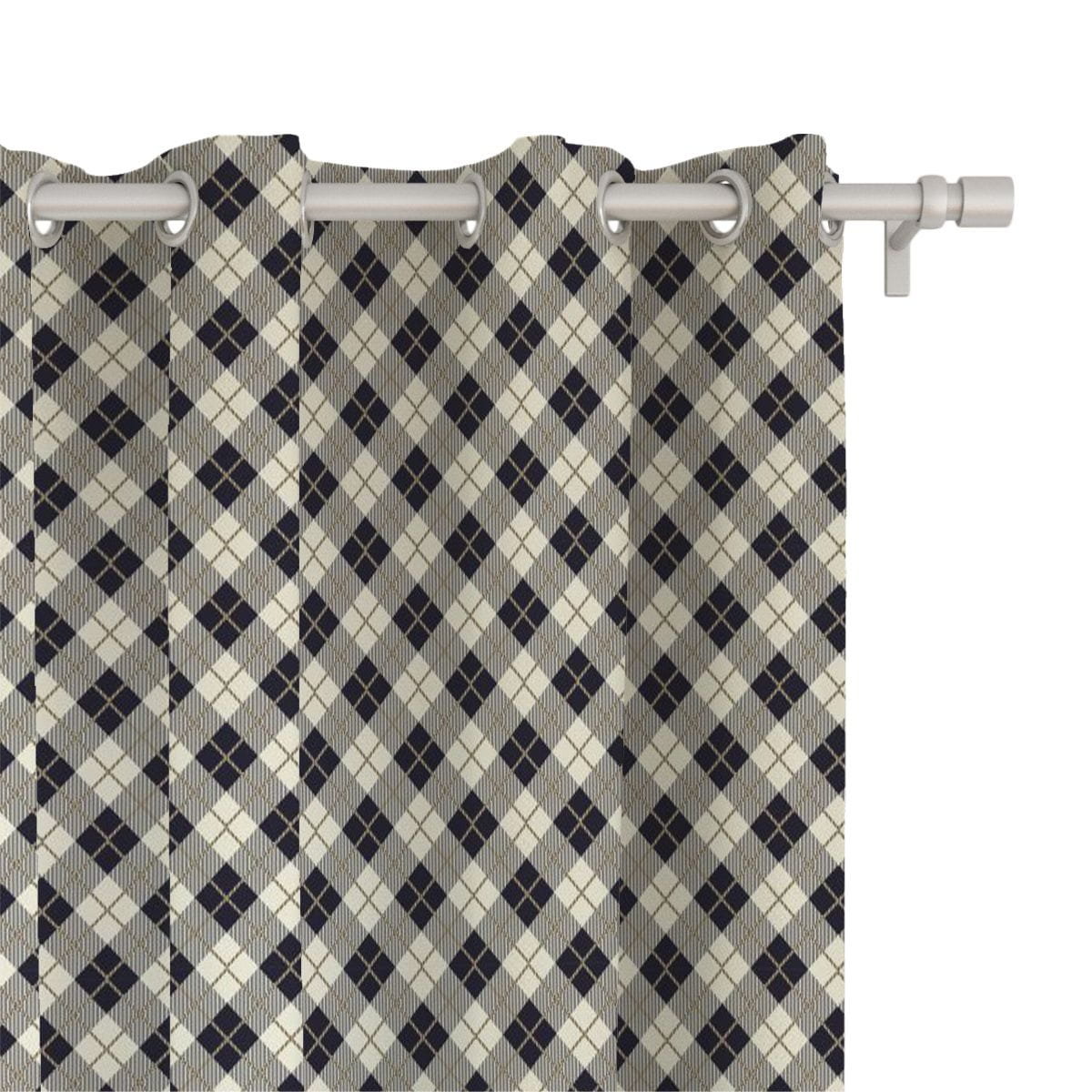 Zasłona CLASSIC wzór CL05 | granatowa krata karo na kremowym tle 150 x 150 cm tkanina zaciemniająca