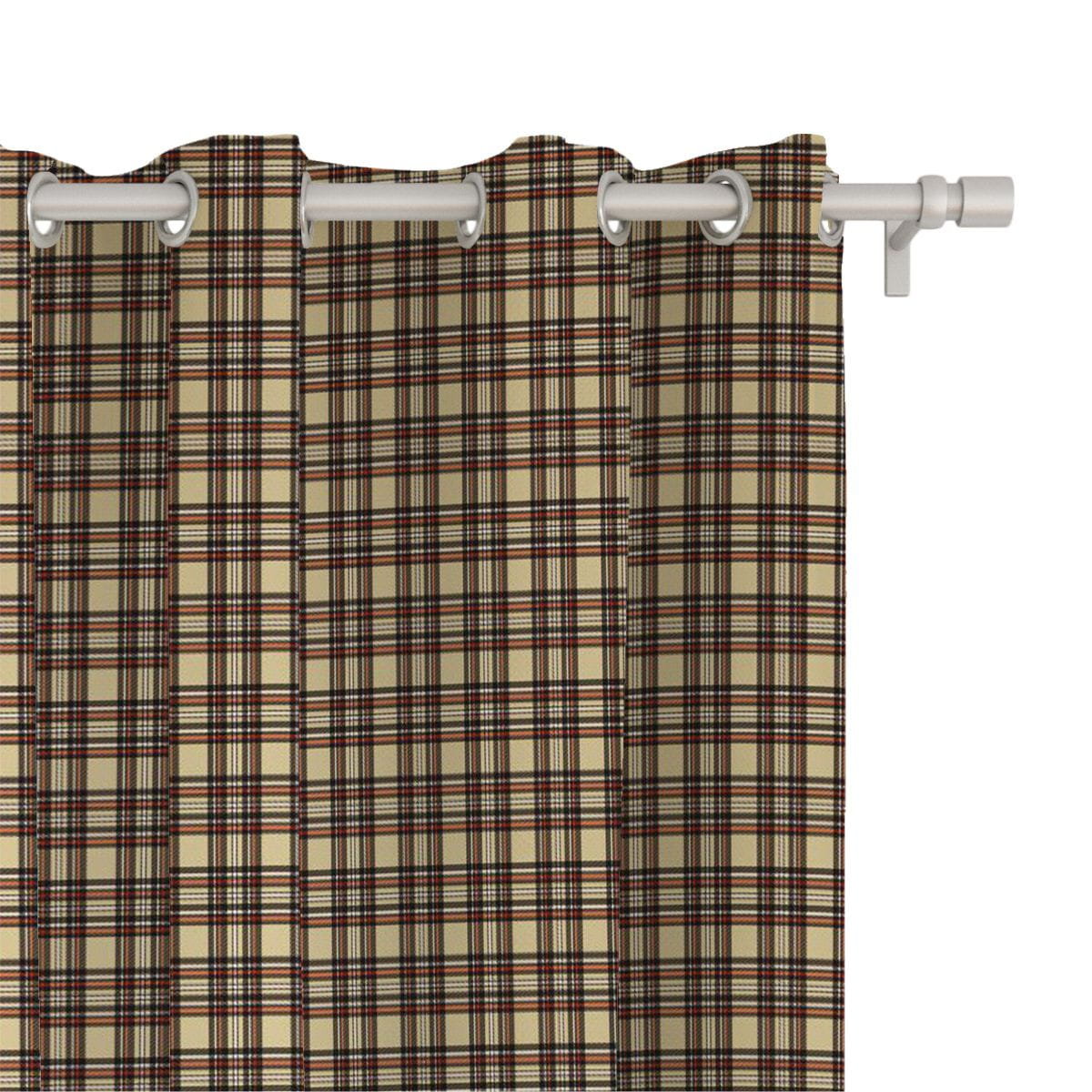Zasłona CLASSIC wzór CL02 | beżowa krata z czerwonym 150 x 150 cm tkanina zaciemniająca