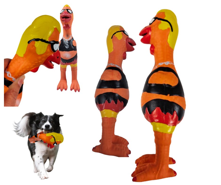 ZABAWKA DLA PSA PISZCZĄCA KURCZAK dolar 22 cm pomarańczowy