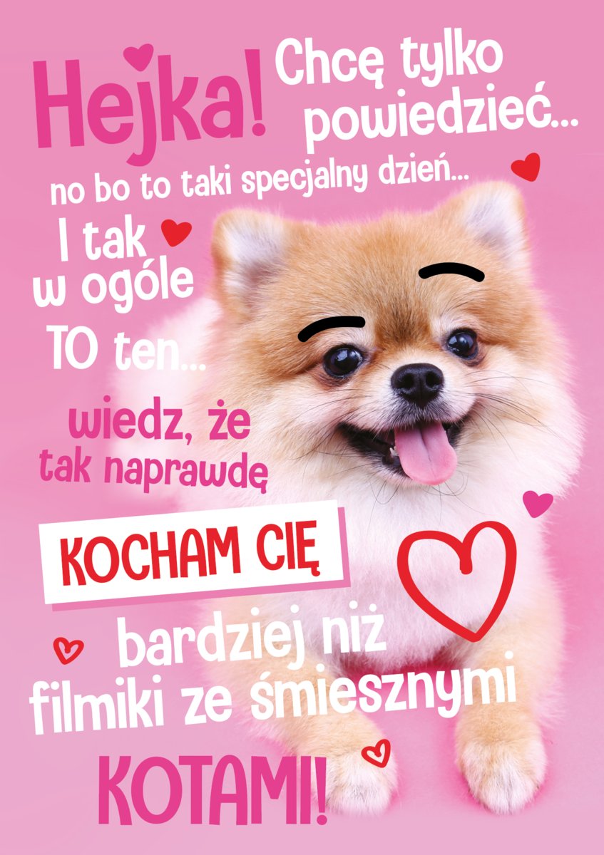 Kartka na Walentynki z życzeniami, słodka PR268