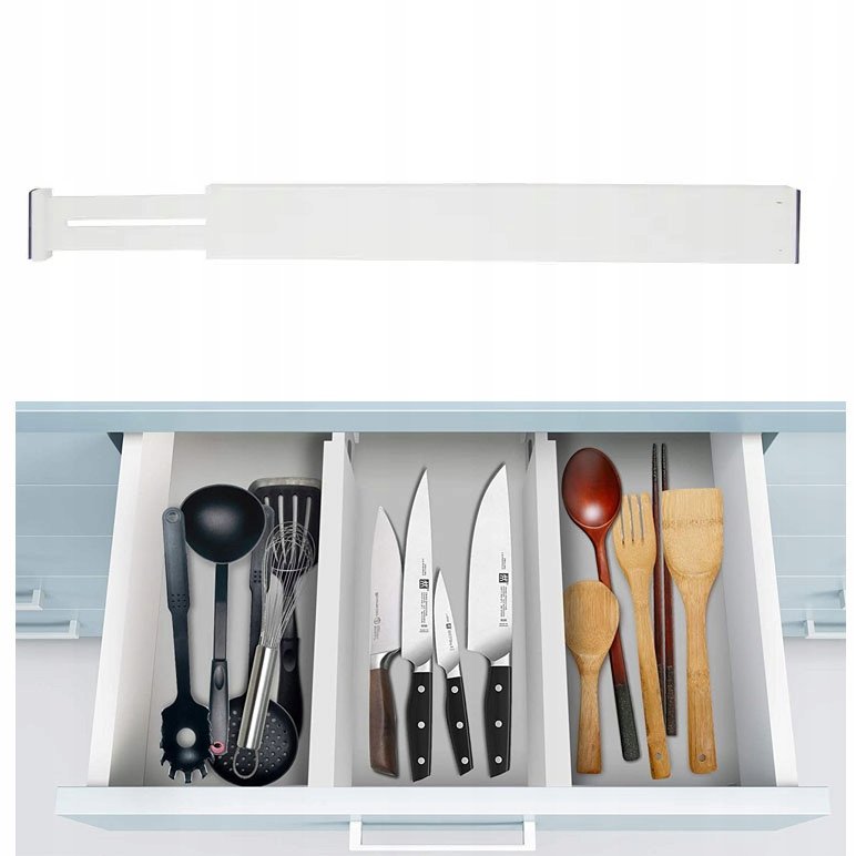 Bambusowa regulowana przegroda do szuflady biała M (Legret)