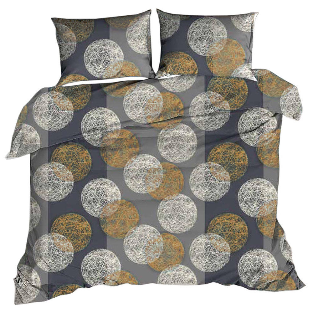 Komplet pościeli 140x200 KORA 100% BAWEŁNA wełniane kule geometryczne szary