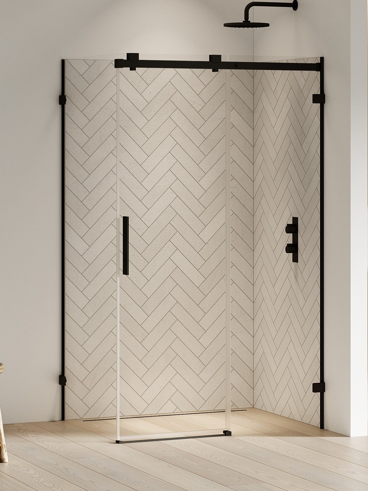 Kabina prysznicowa New Trendy Softi X 130x120 prostokątna czarna transparentne prawa EXK-5414