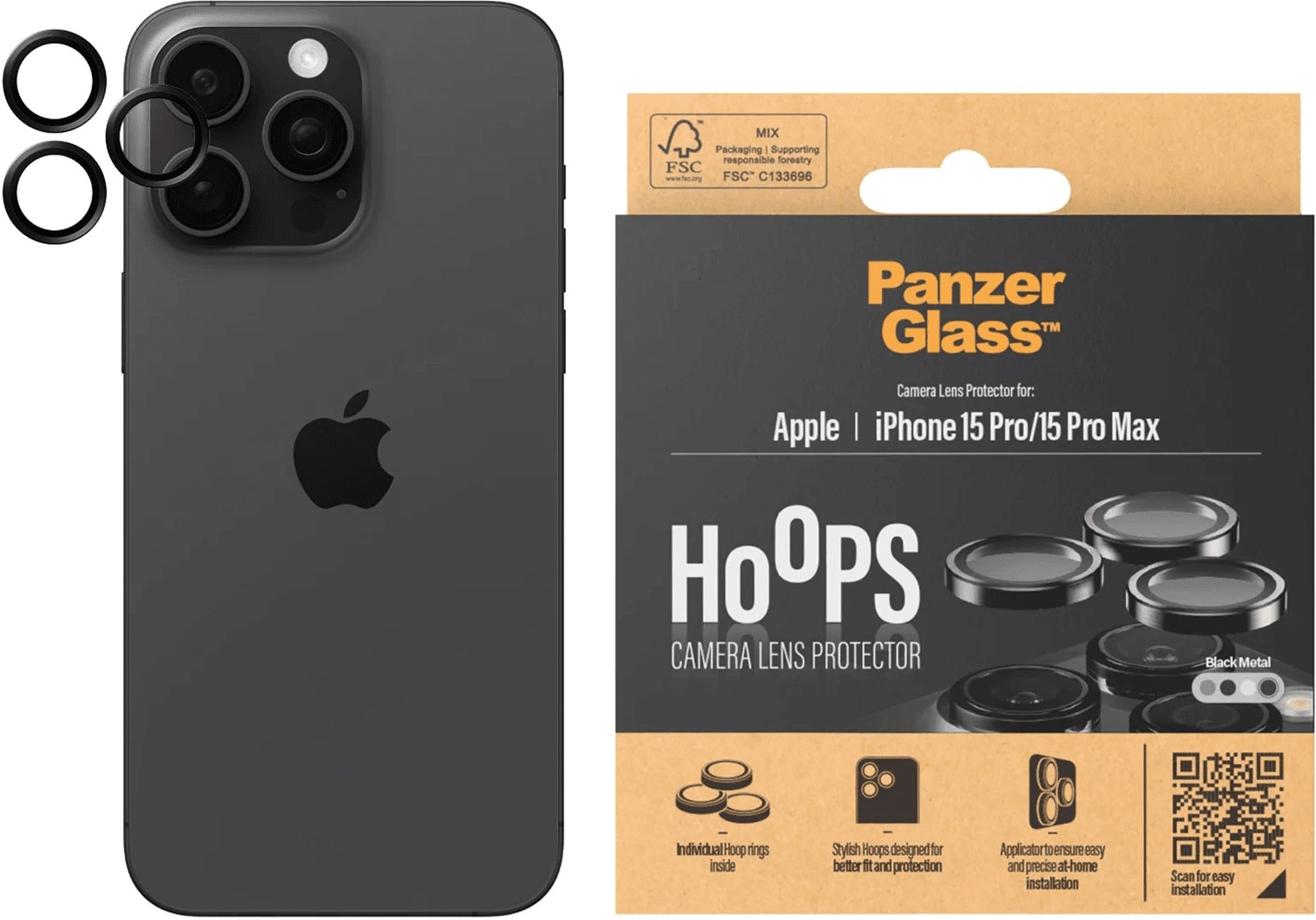 PanzerGlass Hoops (soczewki na obiektyw) do iPhone 15 Pro / 15 Pro Max