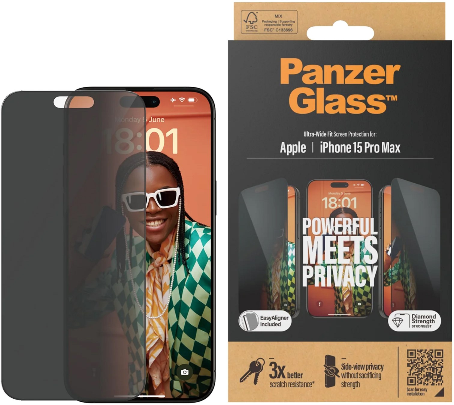 PanzerGlass Ultra-Wide Fit (Privacy) do iPhone 15 Pro Max - darmowy odbiór w 22 miastach i bezpłatny zwrot Paczkomatem aż do 15 dni