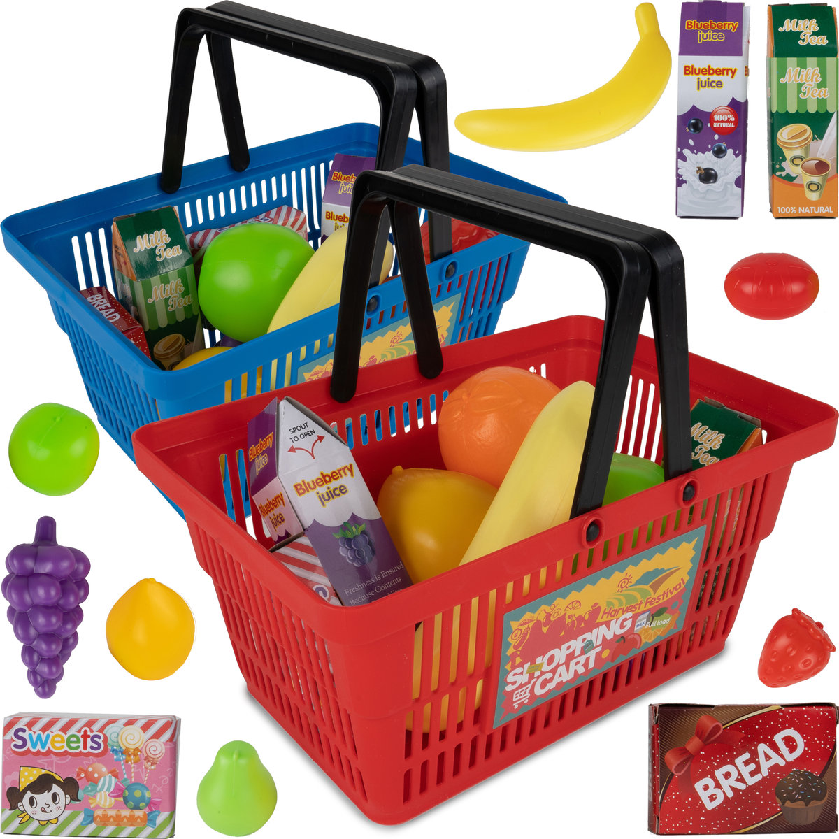 Koszyk Sklepowy Na Zakupy + Owoce, Warzywa I Produkty