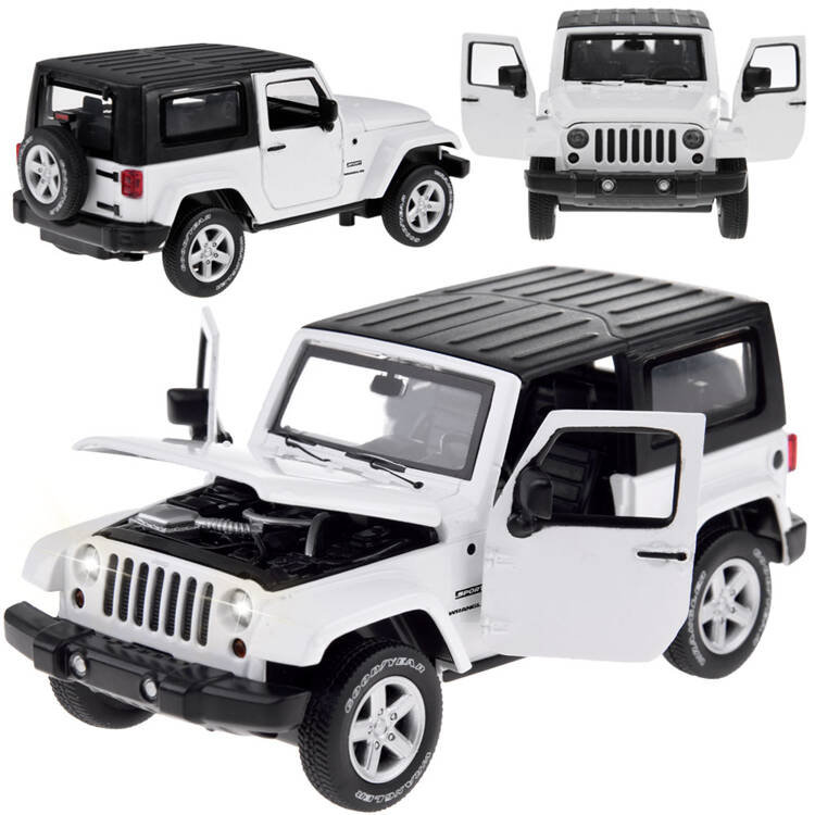 Zabawkowy samochodzik, auto terenowe Jeep Wrangler, 1:32, metalowe