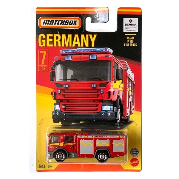 Mattel Scania P360 Fire Truck Germany 1:64 Hfh50 Matchbox