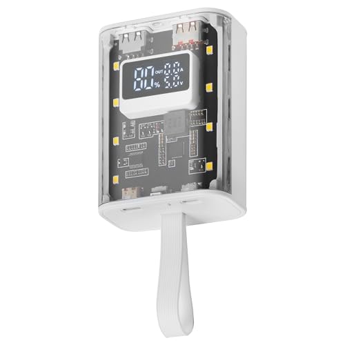 Mars Gaming MPK-10K, Kompaktowy Power Bank 22.5W, Quick Charge QC3.0 & PD3.0 10000mAh, Inteligentne Monitorowanie Baterii z Multi-Charge, Smycz + Latarka LED, Uniwersalna Łączność, Biały