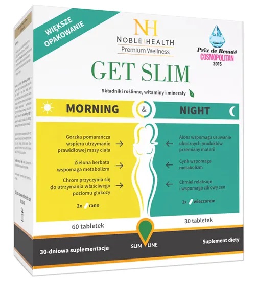 Noble Health Premium Wellness Get Slim Morning & Night dwufazowy program odchudzający 90 tabletek