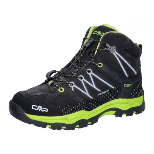 CMP Kids Rigel Mid Trekking Shoes WP, Ołów-Limegreen, 28 Unisex-Dzieci, UE, Ołów Limegreen, 28 EU