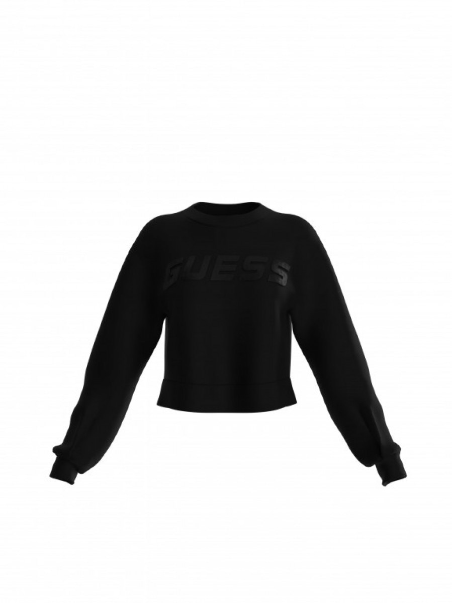 Damska bluza dresowa nierozpinana bez kaptura Guess Cymone - czarna - GUESS