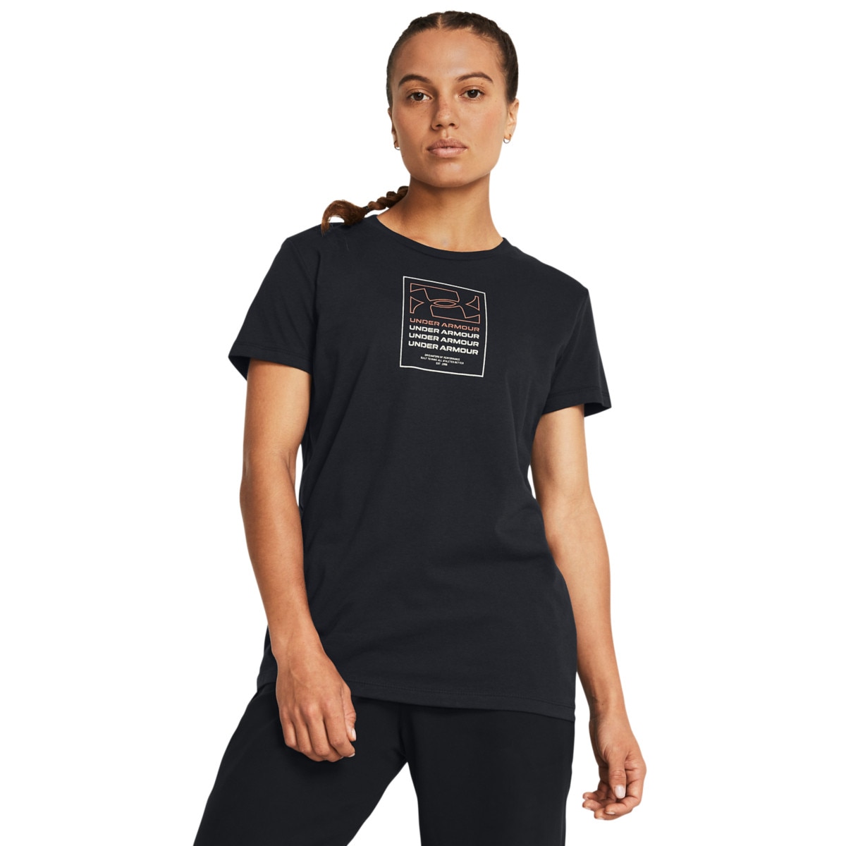 Damski t-shirt z nadrukiem Under Armour UA Box Wdmk Originators SS - czarny - UNDER ARMOUR