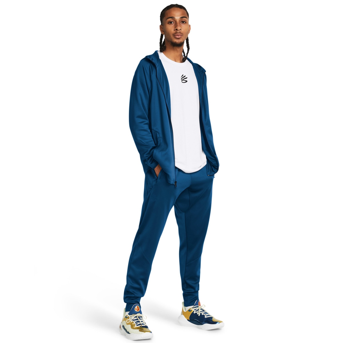 Męskie spodnie treningowe Under Armour Curry Playable Pant - niebieskie - UNDER ARMOUR
