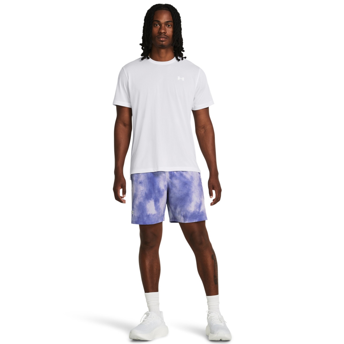 Męskie spodenki do biegania Under Armour Launch Pro 7'' Printed Short - fioletowe - UNDER ARMOUR
