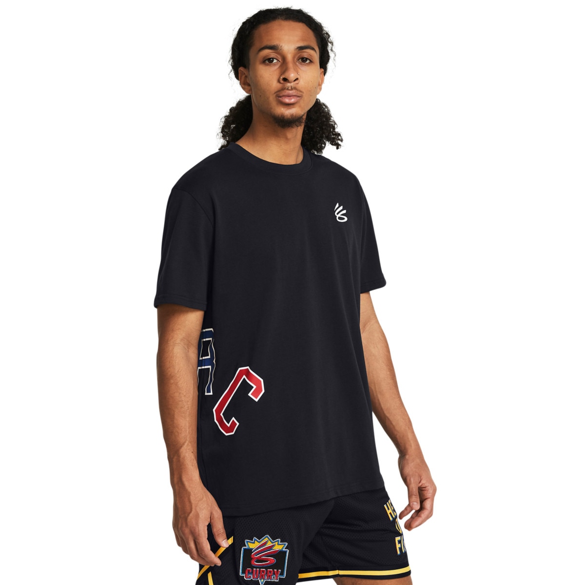 Męska koszulka do koszykówki Under Armour Curry Arc HW Tee - czarna - UNDER ARMOUR