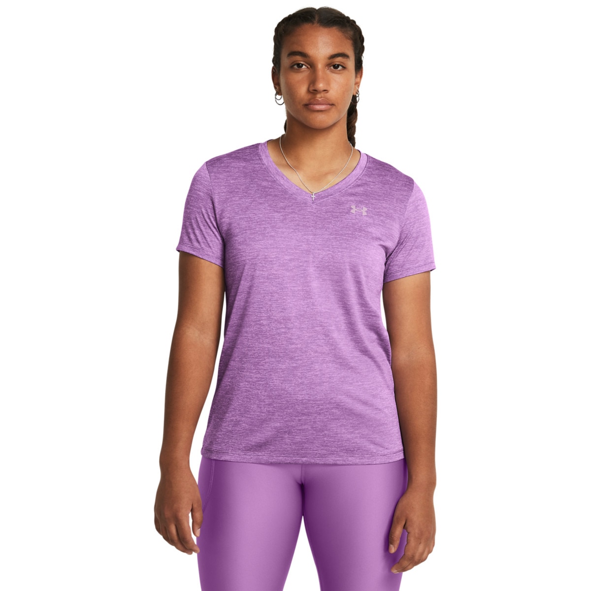 Damska koszulka treningowa Under Armour Tech SSV- Twist - fioletowa - UNDER ARMOUR