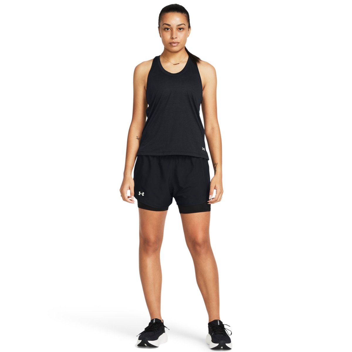 Damskie spodenki do biegania Under Armour UA Fly By 2in1 Short - czarne - UNDER ARMOUR