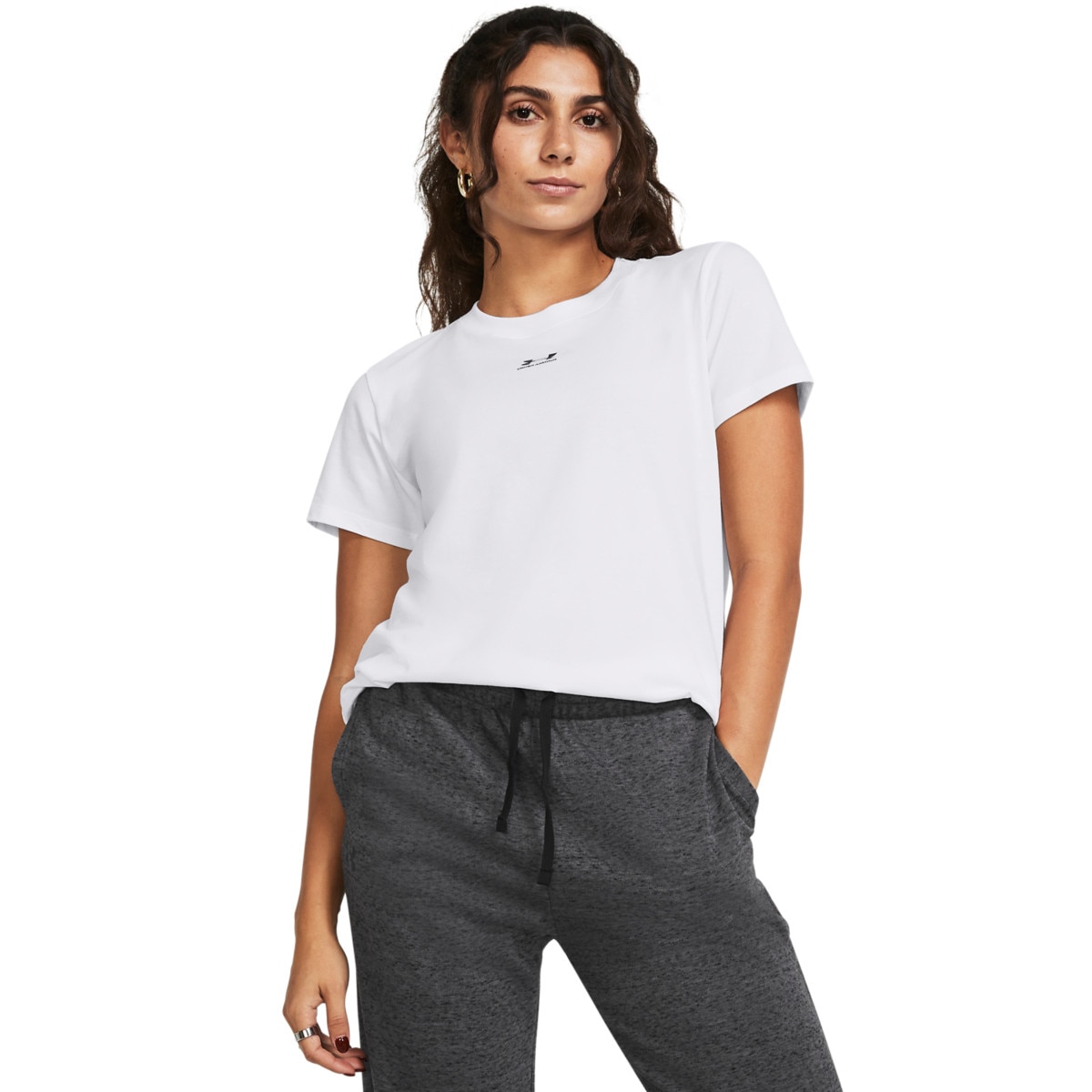 Damski t-shirt z nadrukiem Under Armour Off Campus Core SS - biały - UNDER ARMOUR