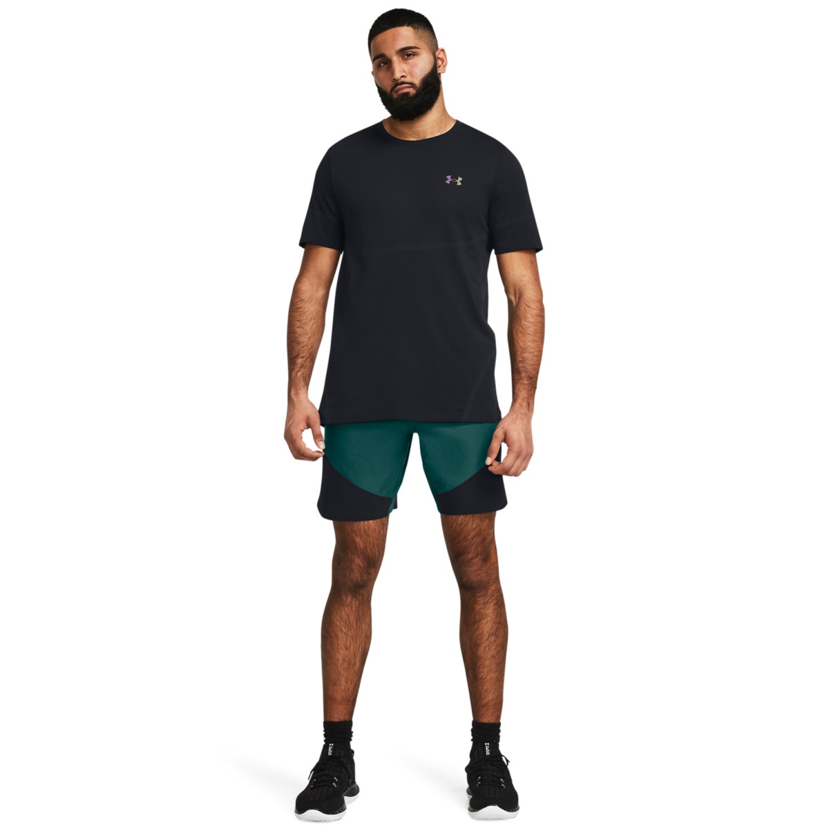 Męskie spodenki treningowe Under Armour UA Peak Woven Hybrid Short - zielone - UNDER ARMOUR