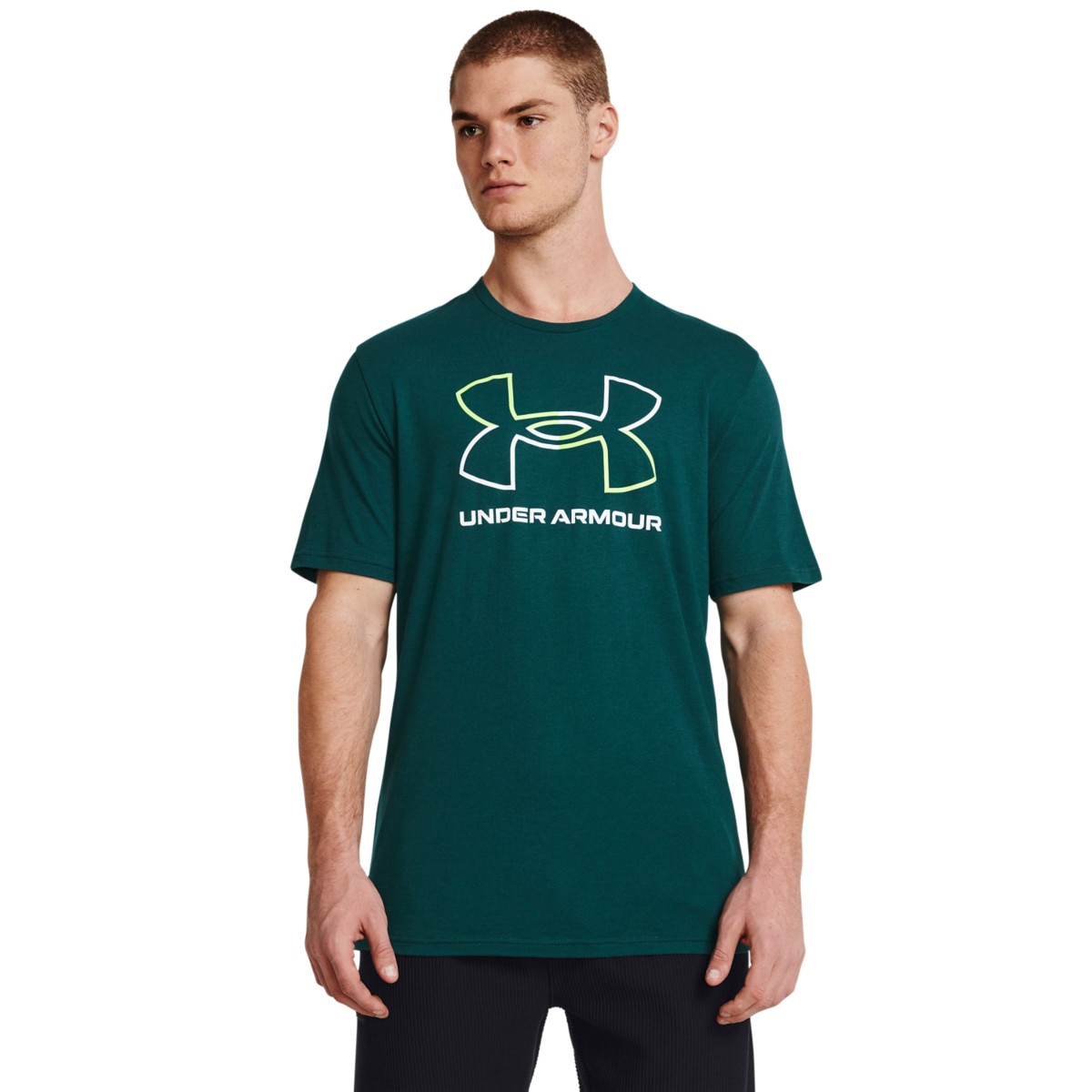 Męski t-shirt z nadrukiem Under Armour UA Foundation Short Sleeve - zielony - UNDER ARMOUR