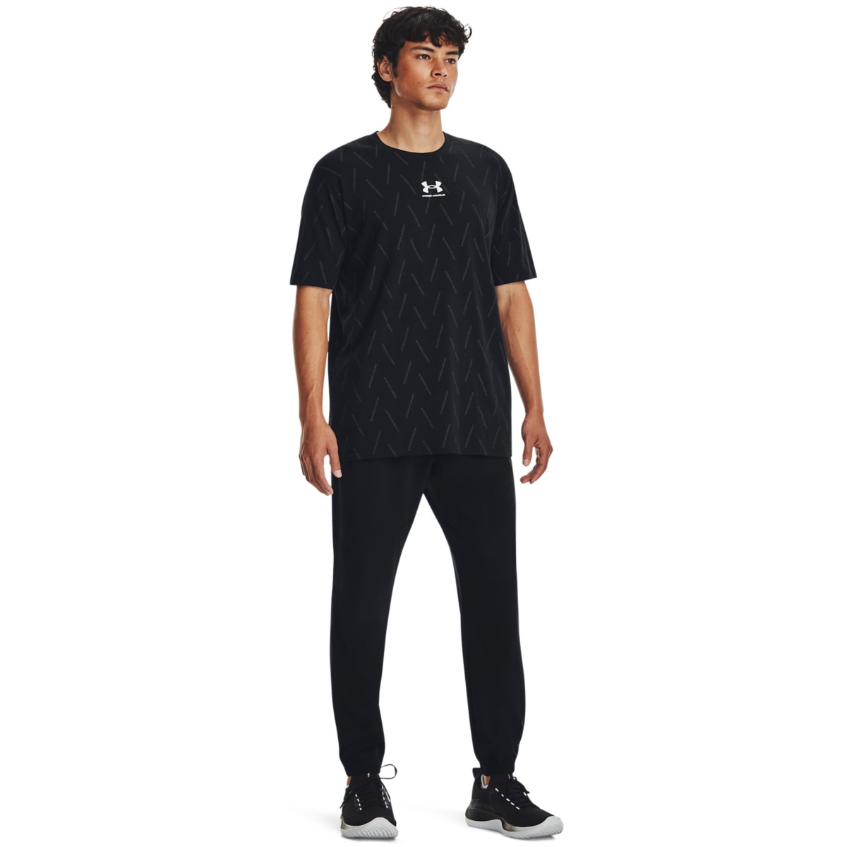 Męskie spodnie treningowe Under Armour UA Stretch Woven Joggers - czarne - UNDER ARMOUR