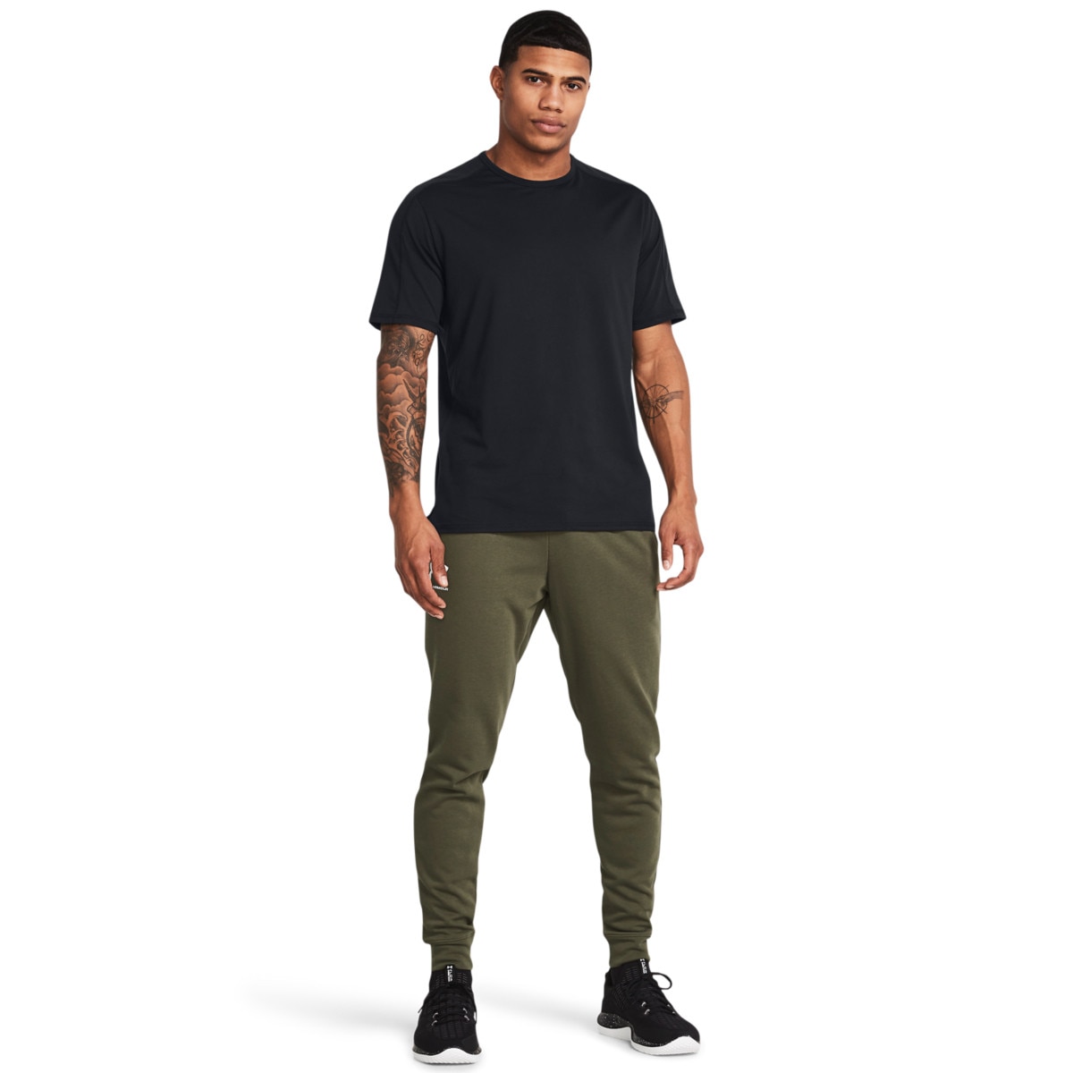 Męskie spodnie dresowe Under Armour UA Rival Terry Jogger - oliwkowe - UNDER ARMOUR