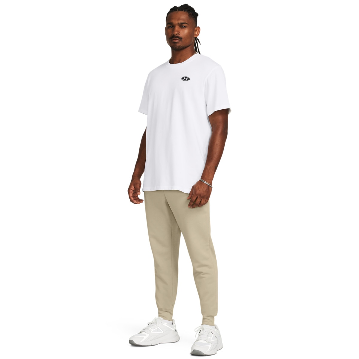 Męskie spodnie dresowe Under Armour UA Rival Terry Jogger - beżowe - UNDER ARMOUR