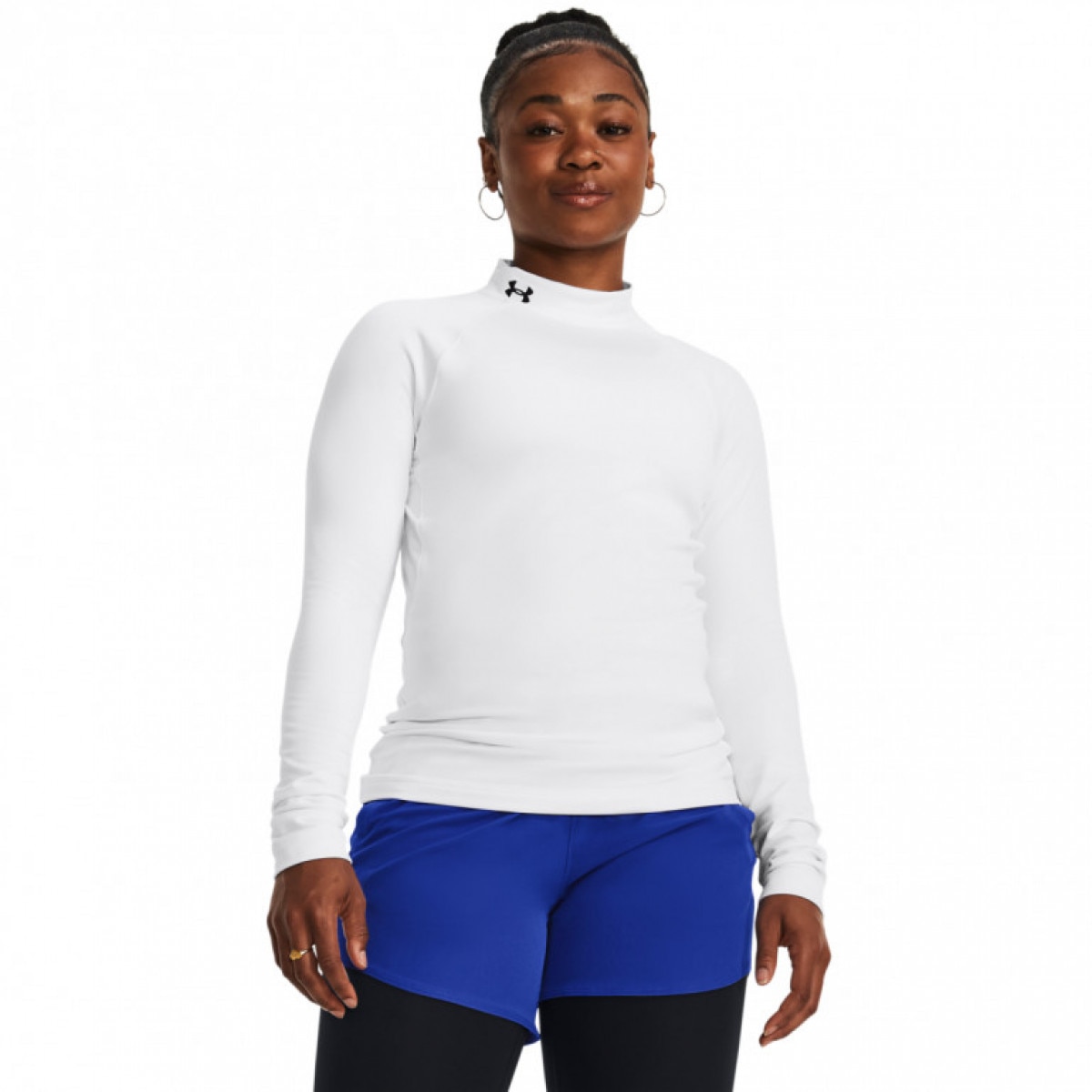 Damski longsleeve treningowy Under Armour UA CG Authentics Mockneck - biały - UNDER ARMOUR