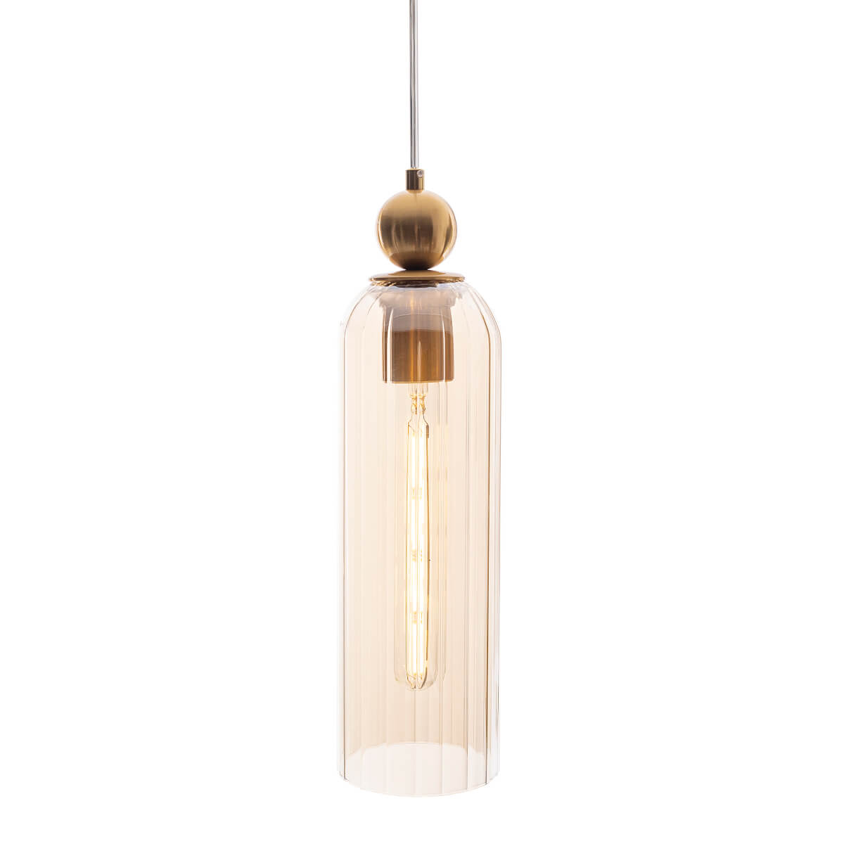 Loftowa lampa wisząca Campanila P0510 Maxlight szkło tuba mosiądz przezroczysty