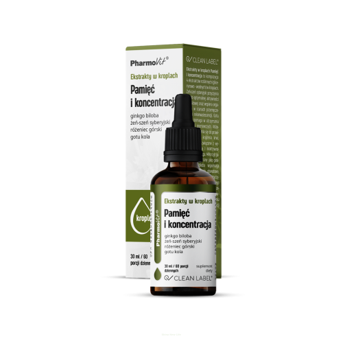 Pharmovit Ekstrakty w kroplach Pamięć i koncentracja 30 ml 99C7-80569