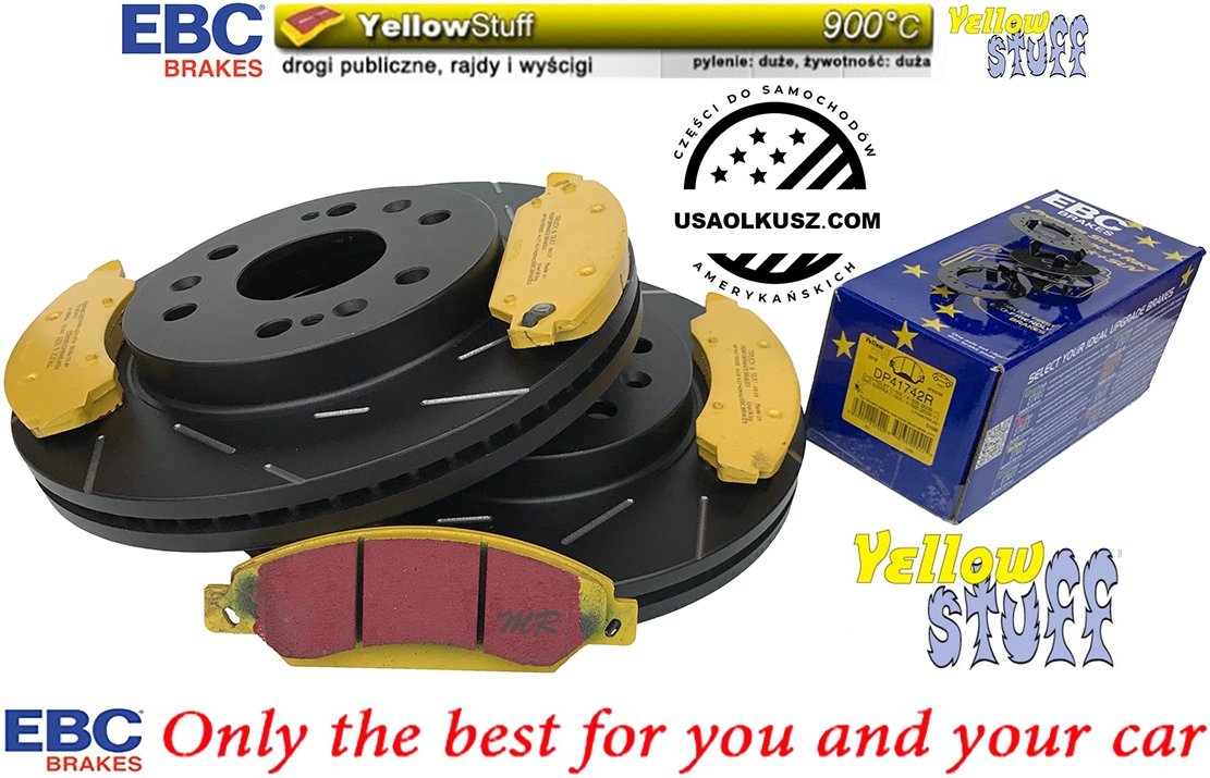 Przednie klocki YellowStuff + NACINANE tarcze hamulcowe 330mm EBC seria USR Chevrolet Avalanche 1500 2007-2008