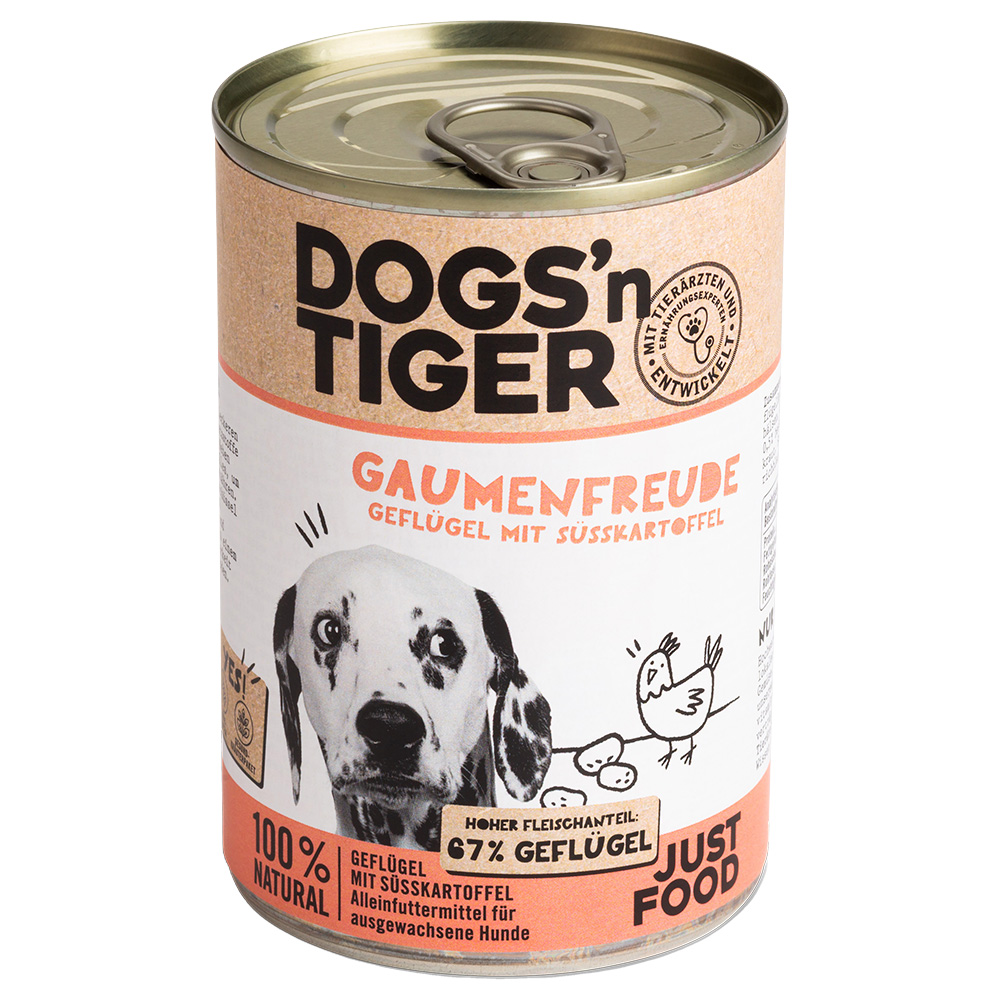 Dogs'n Tiger Adult, 6 x 400 g - Drób i bataty