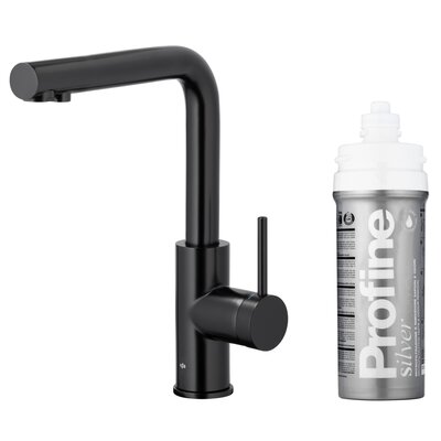 KFA Armatura DUERO PURE BASIC BLACK 6623-914-81 z funkcją filtracji wody, Stal nierdzewna, Filtr PROFINE SILVER 