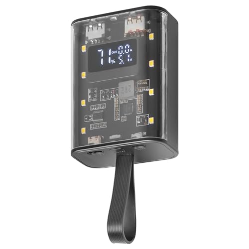 Mars Gaming MPK-10K, Kompaktowy Power Bank 22.5W, Quick Charge QC3.0 & PD3.0 10000mAh, Inteligentne Monitorowanie Baterii z Multi-Charge, Smycz + Latarka LED, Uniwersalna Łączność, Czarny