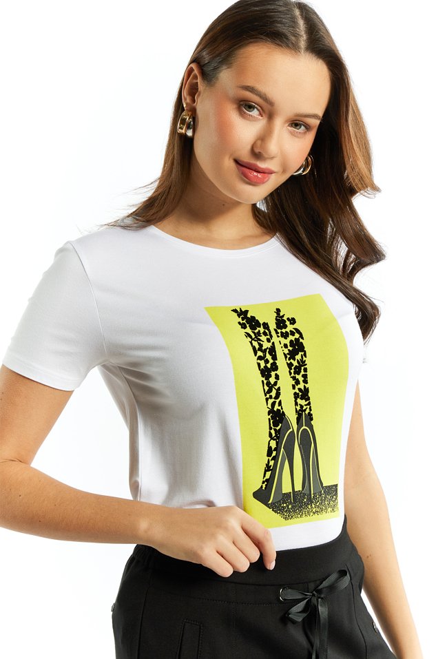 Wiskozowy T-shirt damski - Monnari