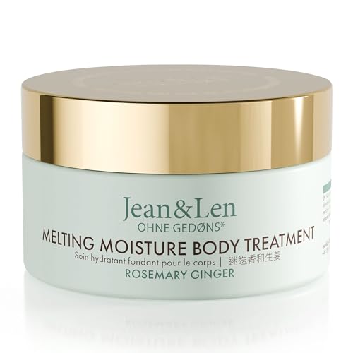 Jean & Len Melting Moisture Body Treatment Rosemary & Ginger, dla pachnących rezultatów pielęgnacji, do skóry normalnej, wysokiej jakości tygiel, pielęgnujące masło do ciała, bez parabenów i