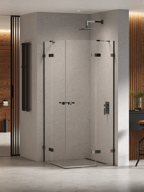 New Trendy Kabina prysznicowa podwójne drzwi uchylne 80x100 EXK-6207 Eventa Black Chrome